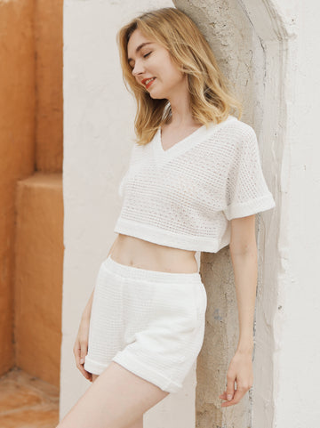 Moss Rose Sheer Crochet Shorts